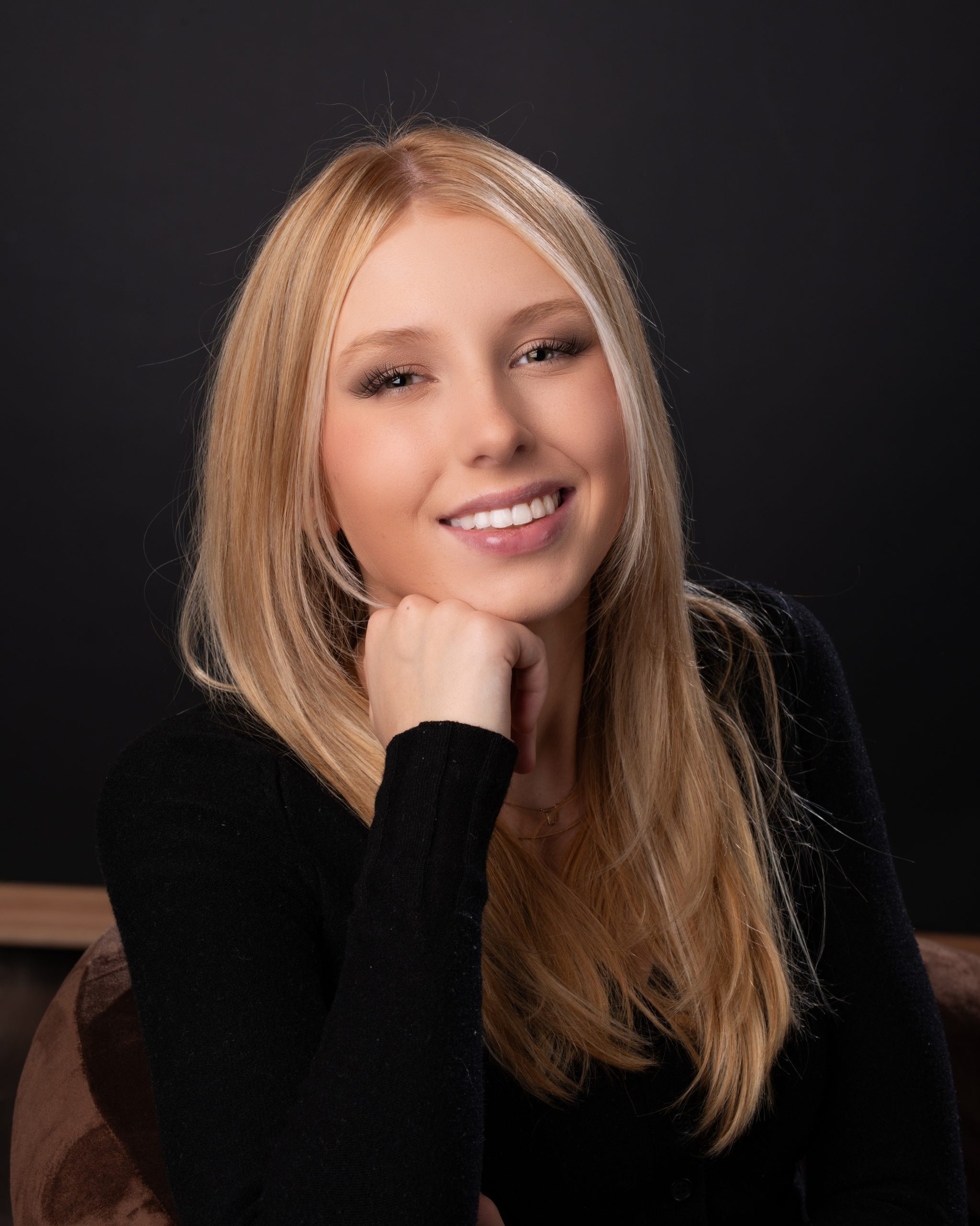 Downriver senior photography session with natural lighting and studio backdrop