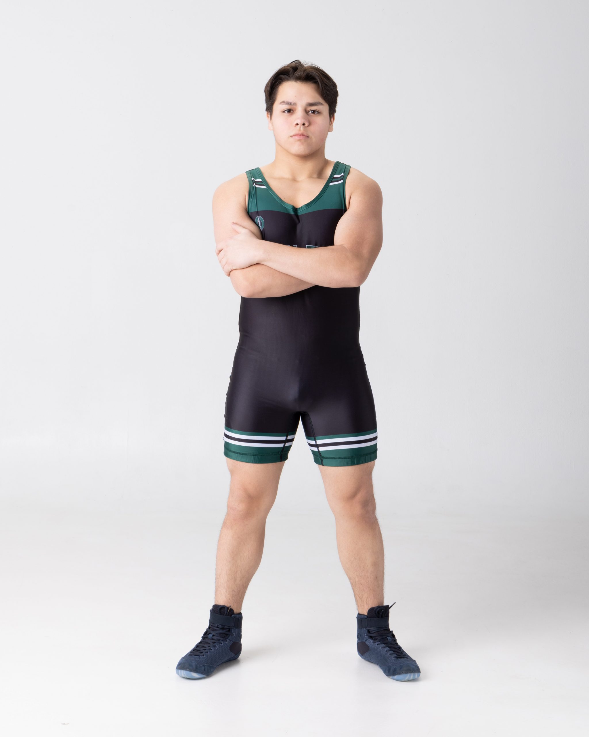 Crossed arms stance for Allen Park wrestling team senior session