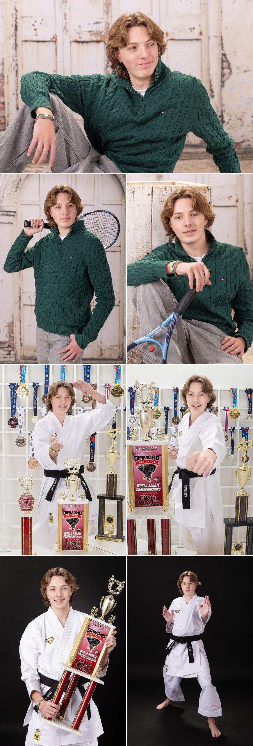 Allen Park Senior Karate Photo Session - Studio ONE Downriver Photography photography storyboard collage featuring 7 photographs