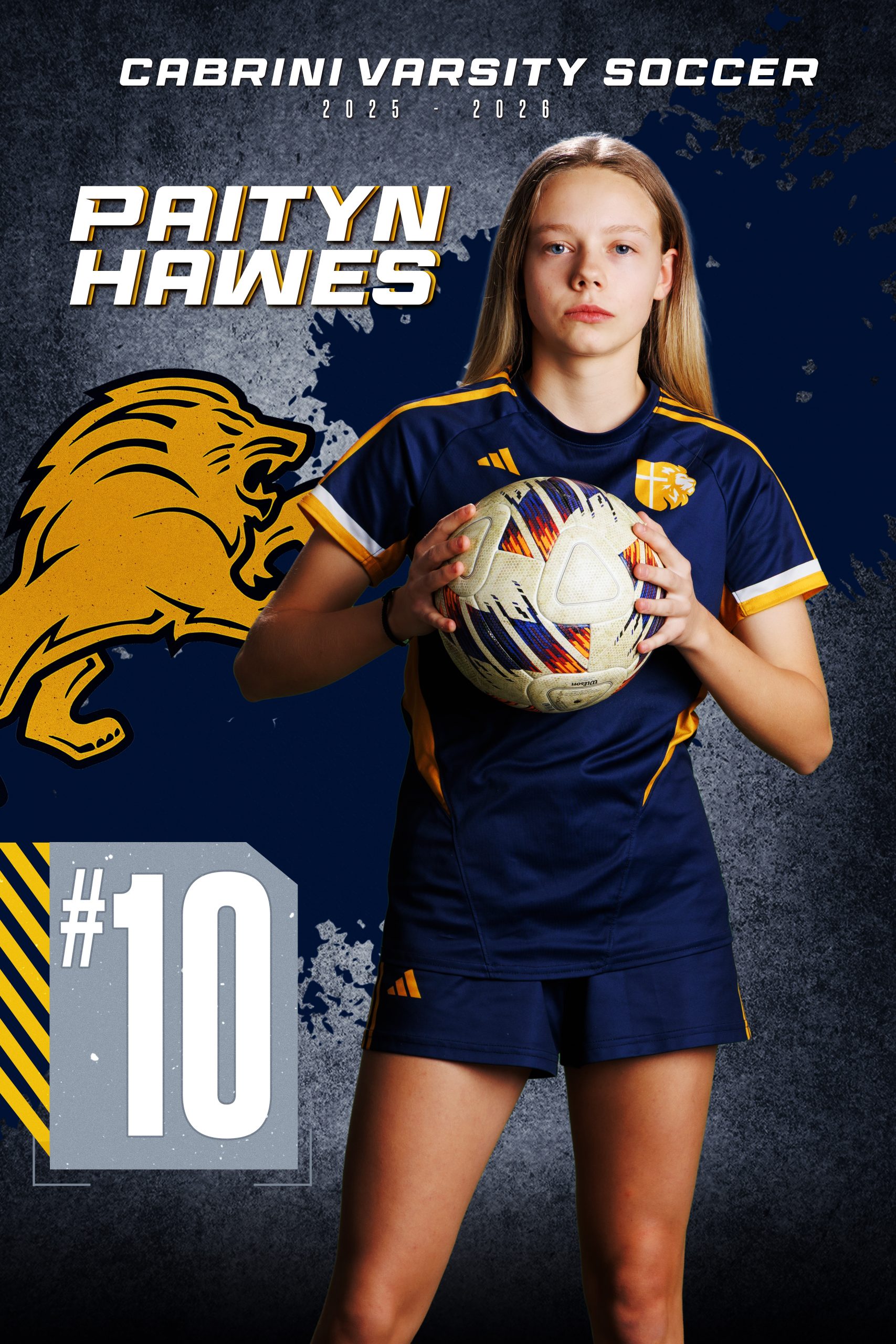 Cabrini Varsity Soccer Player #21 Isabel Pappas balancing soccer ball on head