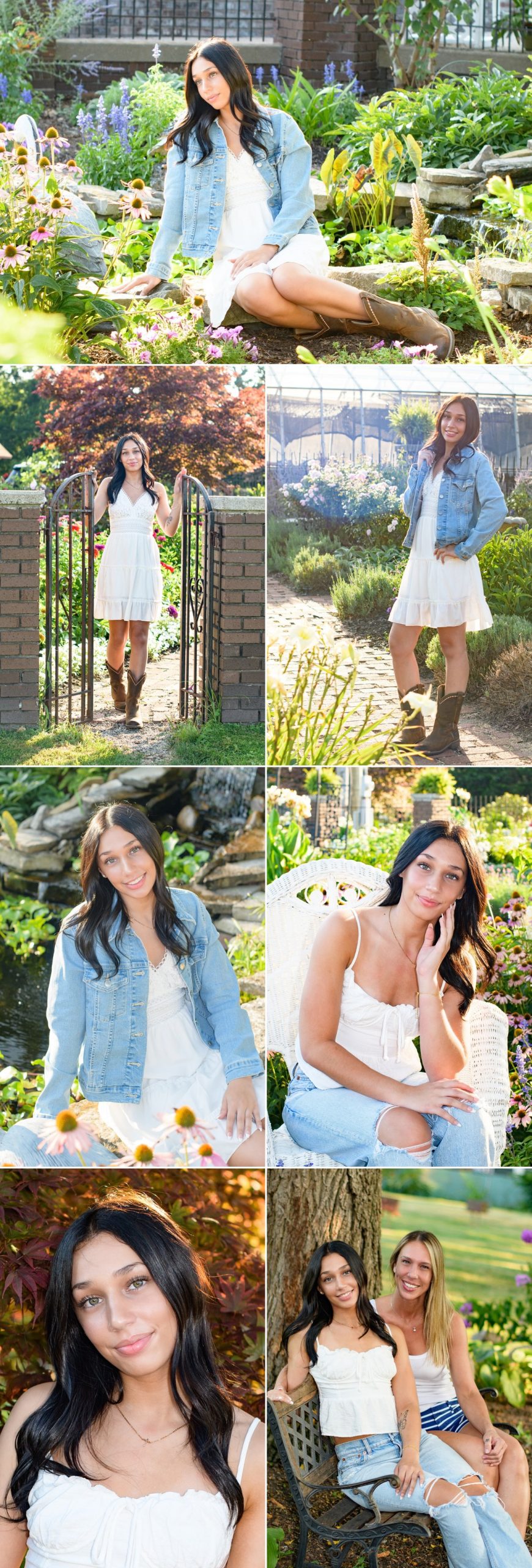 Downriver Senior Photography Session at the Garden photography storyboard collage featuring 7 photographs