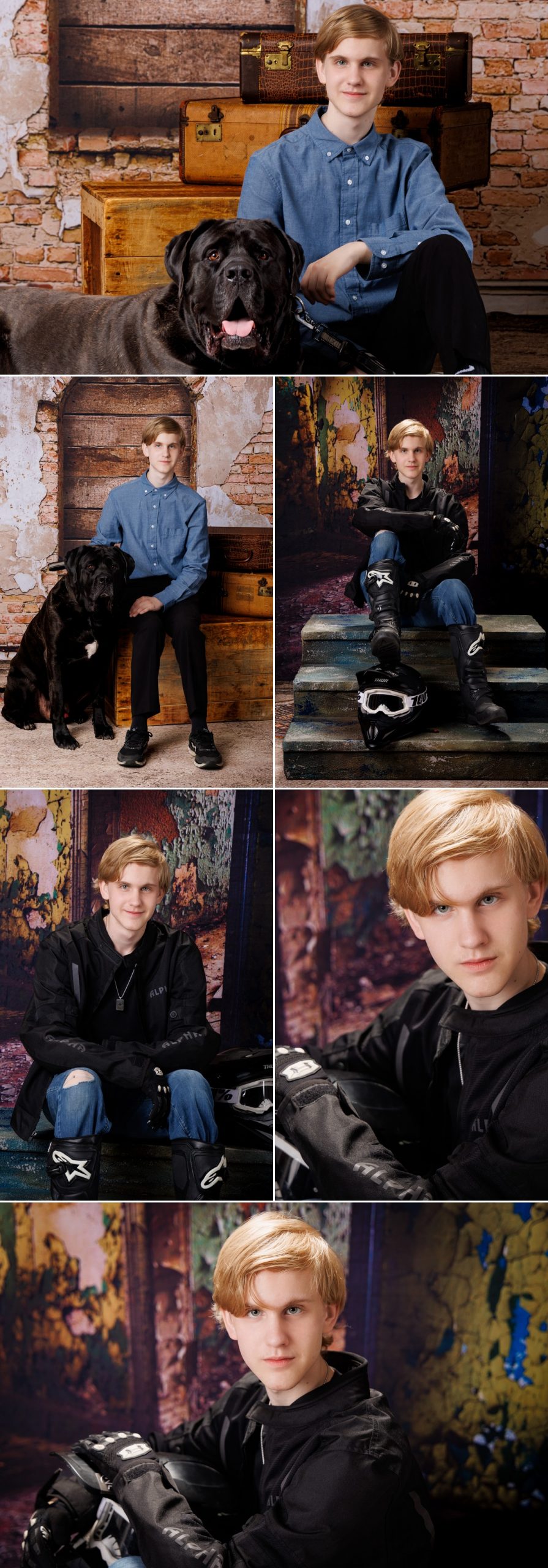 Downriver Senior Photography Session - Jeremiah photography storyboard collage featuring 6 photographs