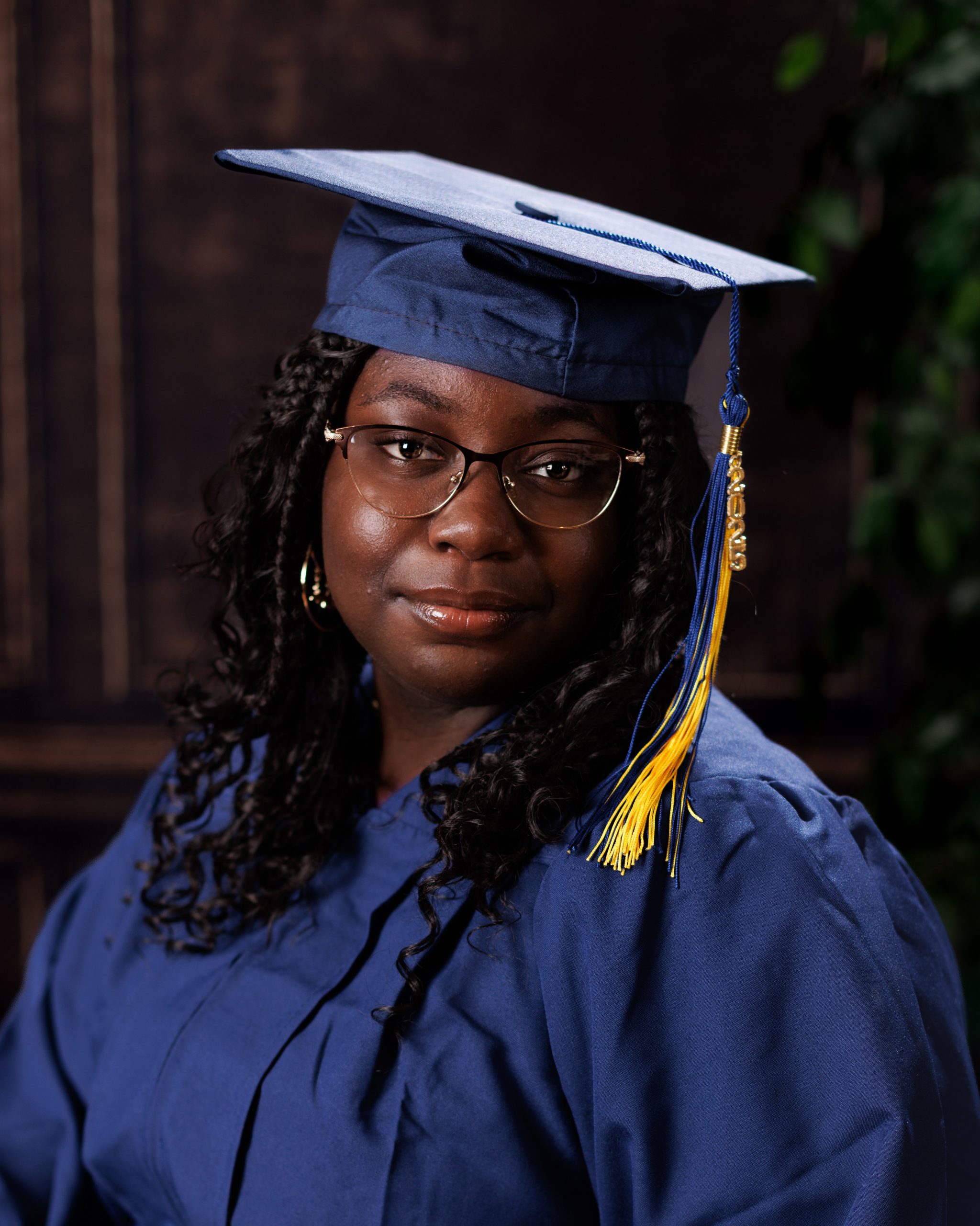 Edsel Ford Graduation Senior Portrait with Cap and Floral Blouse