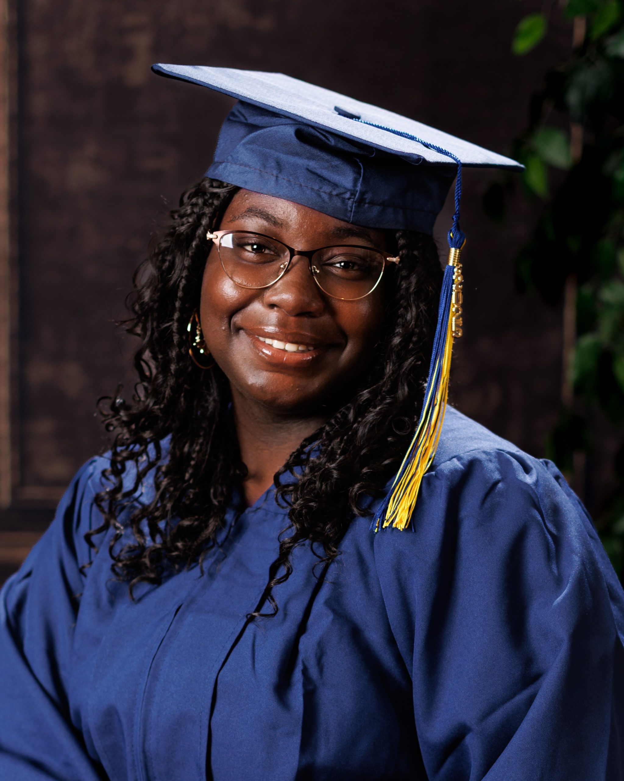 Edsel Ford Graduation Senior Portrait with Cap and Floral Blouse