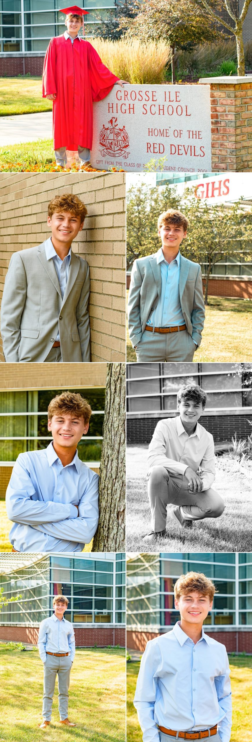 Grosse Isle Senior Photo Session - Downriver Photography Studio photography storyboard collage featuring 7 photographs