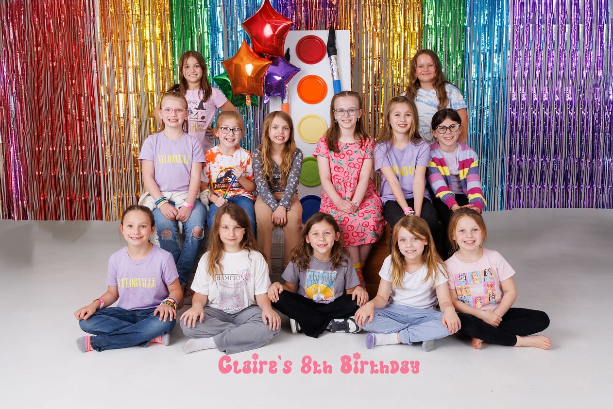 Rent the studio for your next birthday party or class! We'll take some great pics of all the guests, too- because, that's what we do! We had a blast hosting this painting party for a sweet girl and her friends - what's more fun than cake an — image 1 of 6